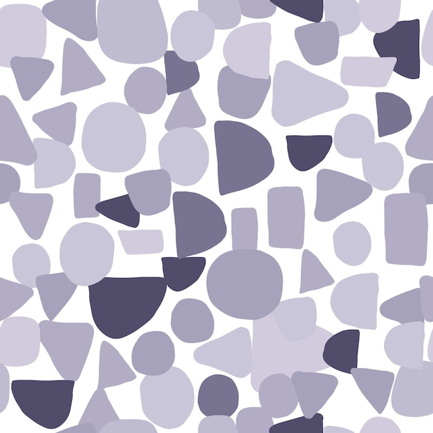 Abstract monochrome creative shapes seamless pattern. Simple design texture with chaotic painted shapes.