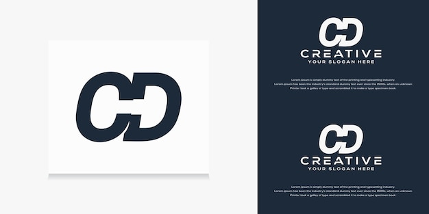 abstract monogram initial c d  logo template