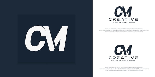 abstract monogram initial c m  logo template