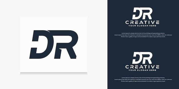 abstract monogram initial d r  logo template