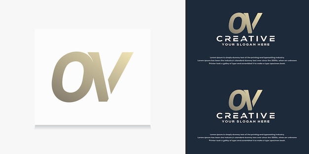 abstract monogram initial o v letter logo template