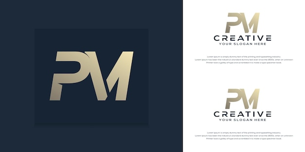 abstract monogram initial p m letter logo template