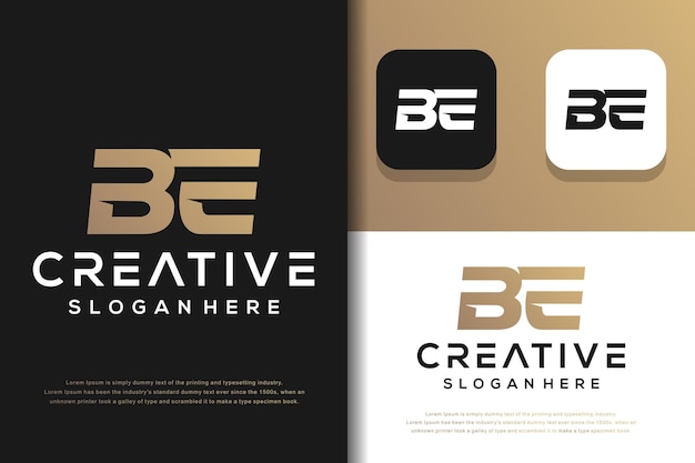 Abstract monogram letter B E logo template