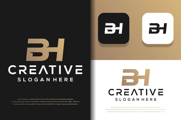 Abstract monogram letter B H logo template