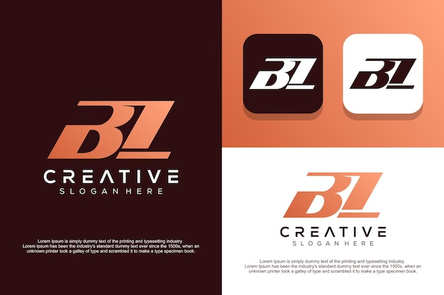 Abstract monogram letter B L logo design