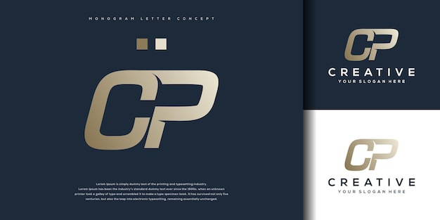 Abstract monogram letter C P logo template