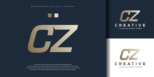 Abstract monogram letter C Z logo template