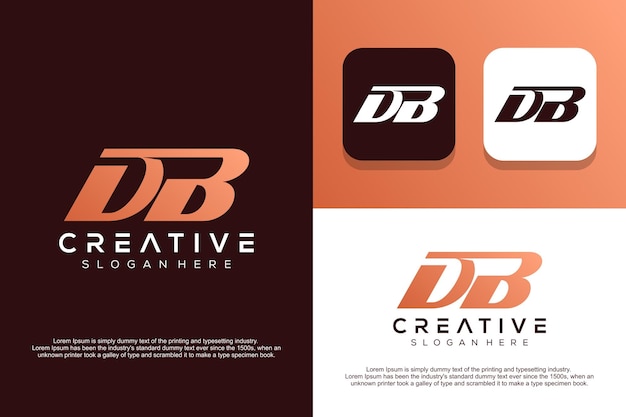 Abstract monogram letter D B logo design