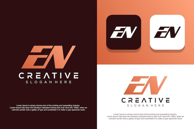 Abstract monogram letter E N logo design