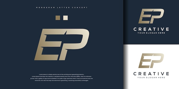 Abstract monogram letter E P logo template