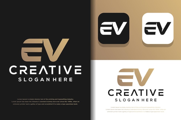 Abstract monogram letter E V logo design