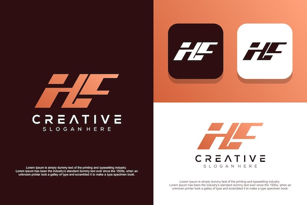 Abstract monogram letter H F logo design