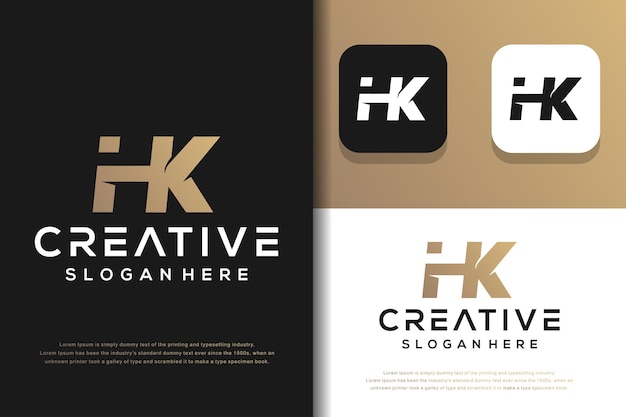 Abstract monogram letter H K logo design