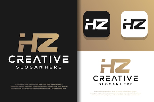 Abstract monogram letter H Z logo template