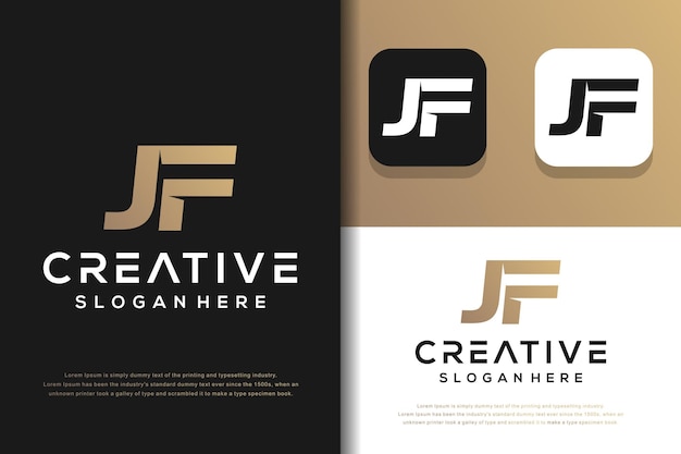 Abstract monogram letter J F logo template