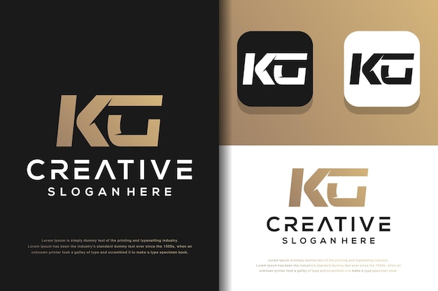 Abstract monogram letter K G logo design