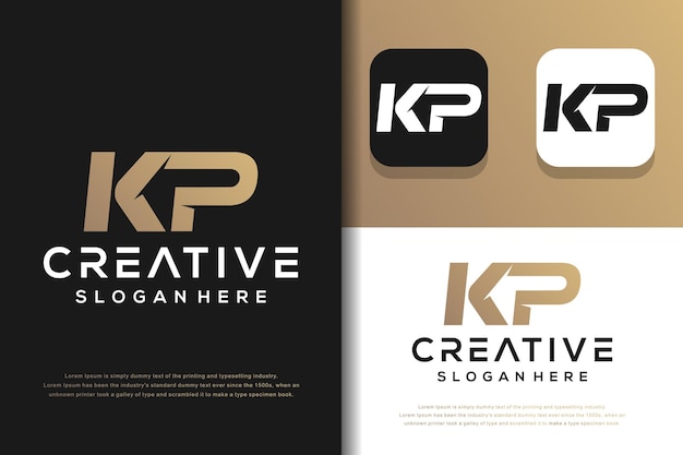 Abstract monogram letter K P logo design