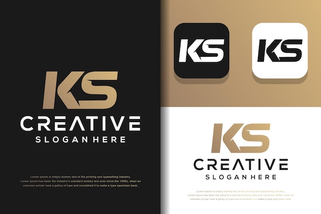 Abstract monogram letter K S logo design