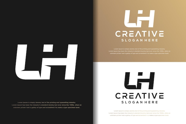 Abstract monogram letter L H logo design