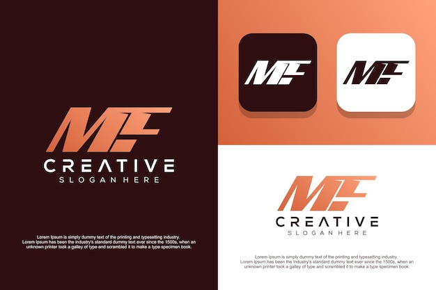 Abstract monogram letter M F logo design