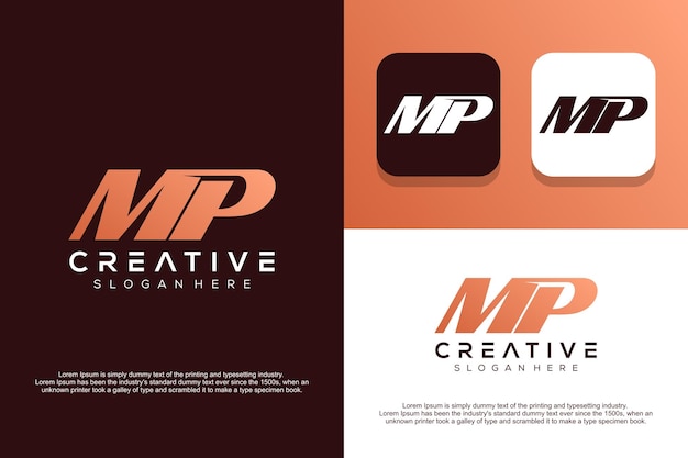 Abstract monogram letter M P logo design