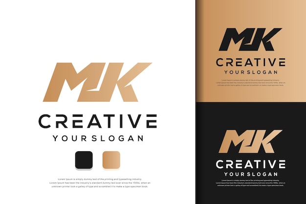 abstract monogram letter mk logo template