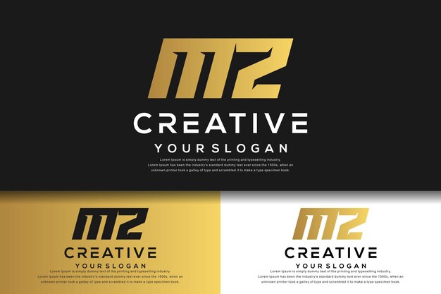 abstract monogram letter mz logo design