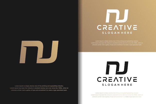 Abstract monogram letter N J logo design