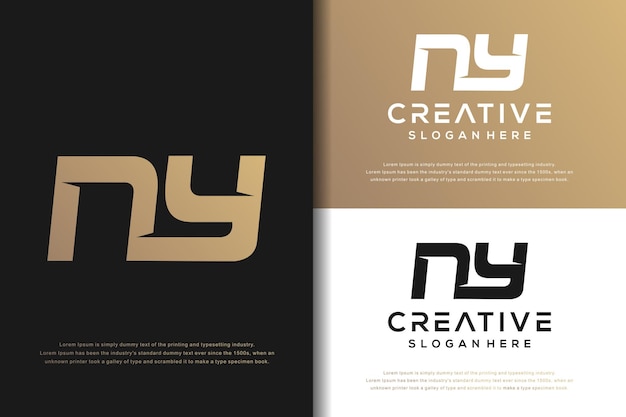 Abstract monogram letter N Y logo template