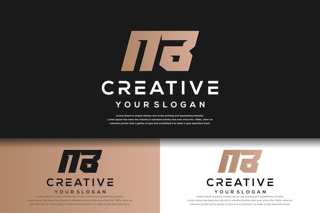 abstract monogram letter nb logo template