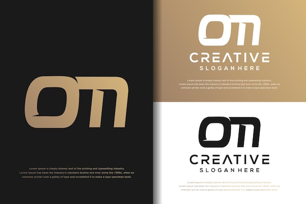 Abstract monogram letter O M logo design