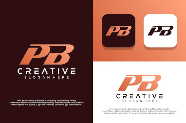 Abstract monogram letter P B logo design