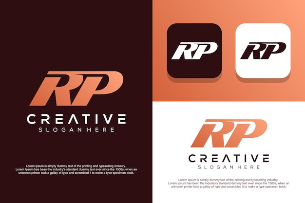 Abstract monogram letter R P logo design