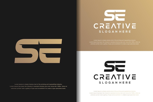 Abstract monogram letter S E logo design