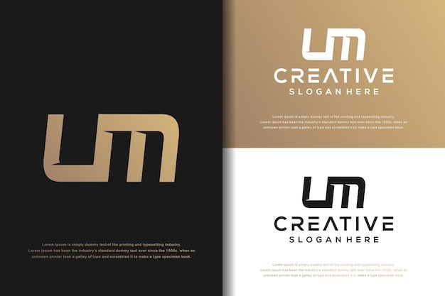 Abstract monogram letter U M logo design