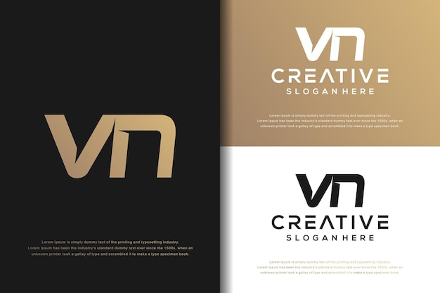 Abstract monogram letter V N logo design