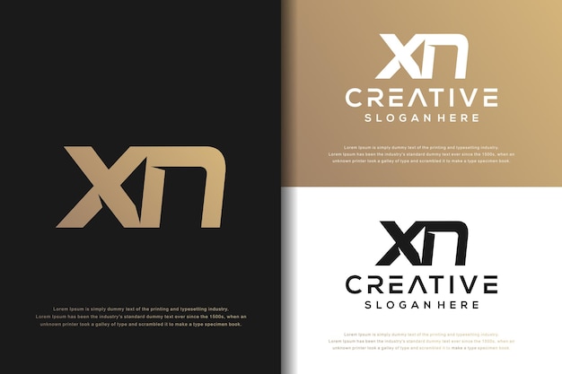 Abstract monogram letter X N logo design