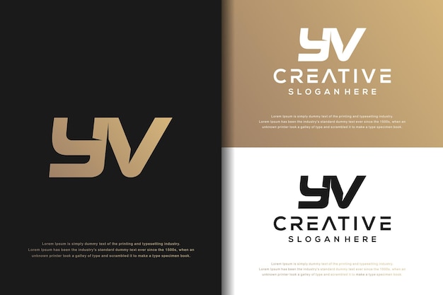 Abstract monogram letter Y V logo design