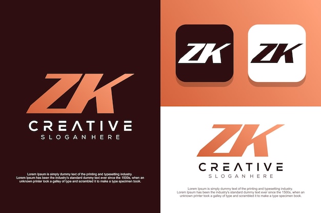 Abstract monogram letter Z K logo design