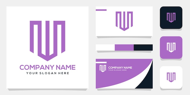 Abstract monogram MW logo background template, Business card design