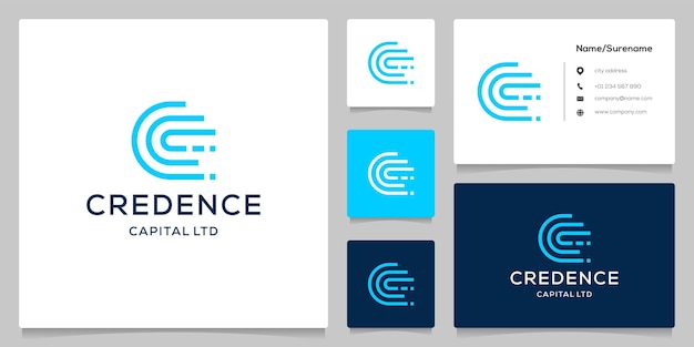 Abstract MonogramLetter C Digital Technology Fast Logo design with business card