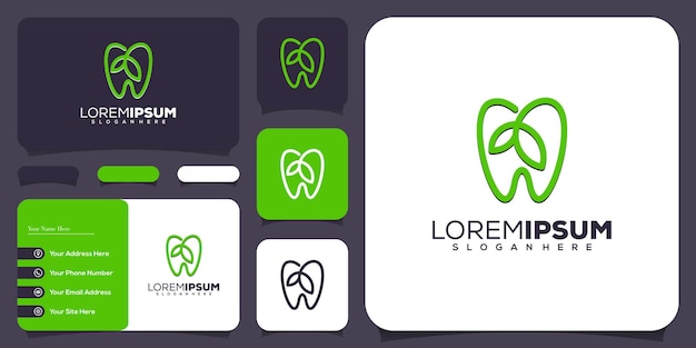 Abstract monoline dental leaf logo design