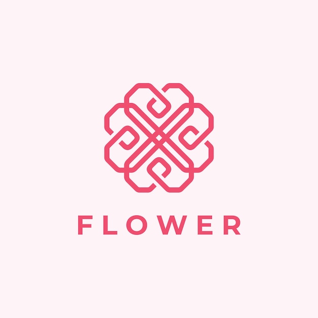 Abstract Monoline Flower Vector Logo Template