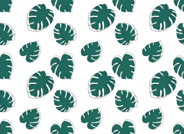 Abstract Monstera leaves plant tropical pattern seamless background Vector