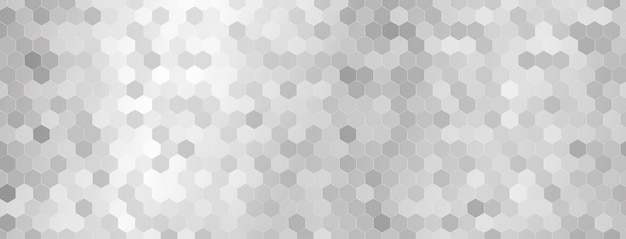 Vector abstract mosaic background of shiny hexagonal tiles in white and gray colors