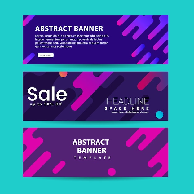 Vector abstract motion banners colorful geometric shapes composition trendy design vector geometric banners set