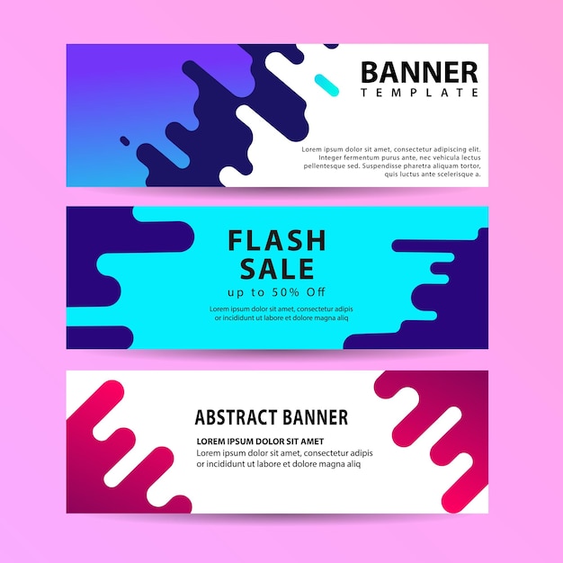 Vector abstract motion banners colorful geometric shapes composition trendy design vector geometric banners set