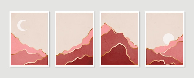 Abstract mountain contemporary aesthetic  landscapes Collection. modern minimalist art print