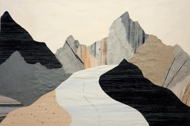 Vector abstract mountain landscape art