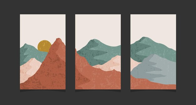 Vector abstract mountain painting abstract background premium vector